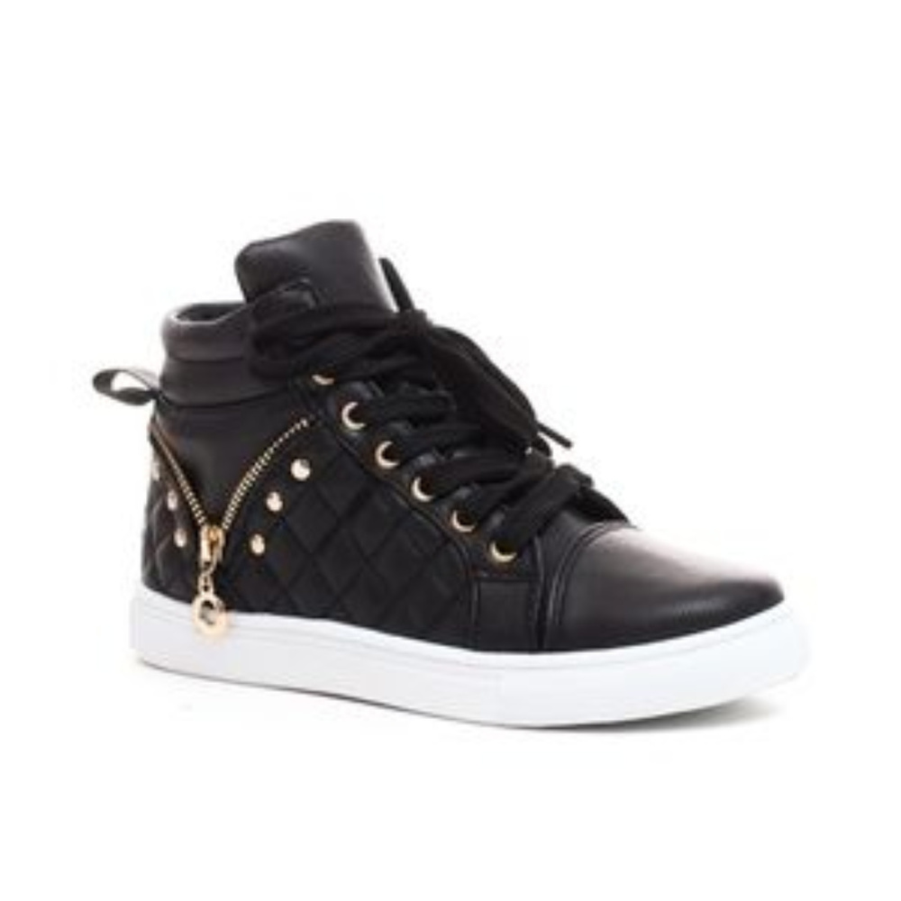 *ONLY 2 LEFT*  Quilted Zipper High Top Sneakers - Picture 6 of 10